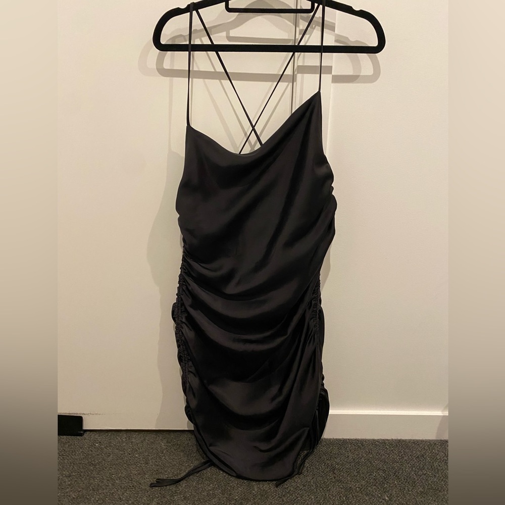 ZARA Black satin dress. Size M